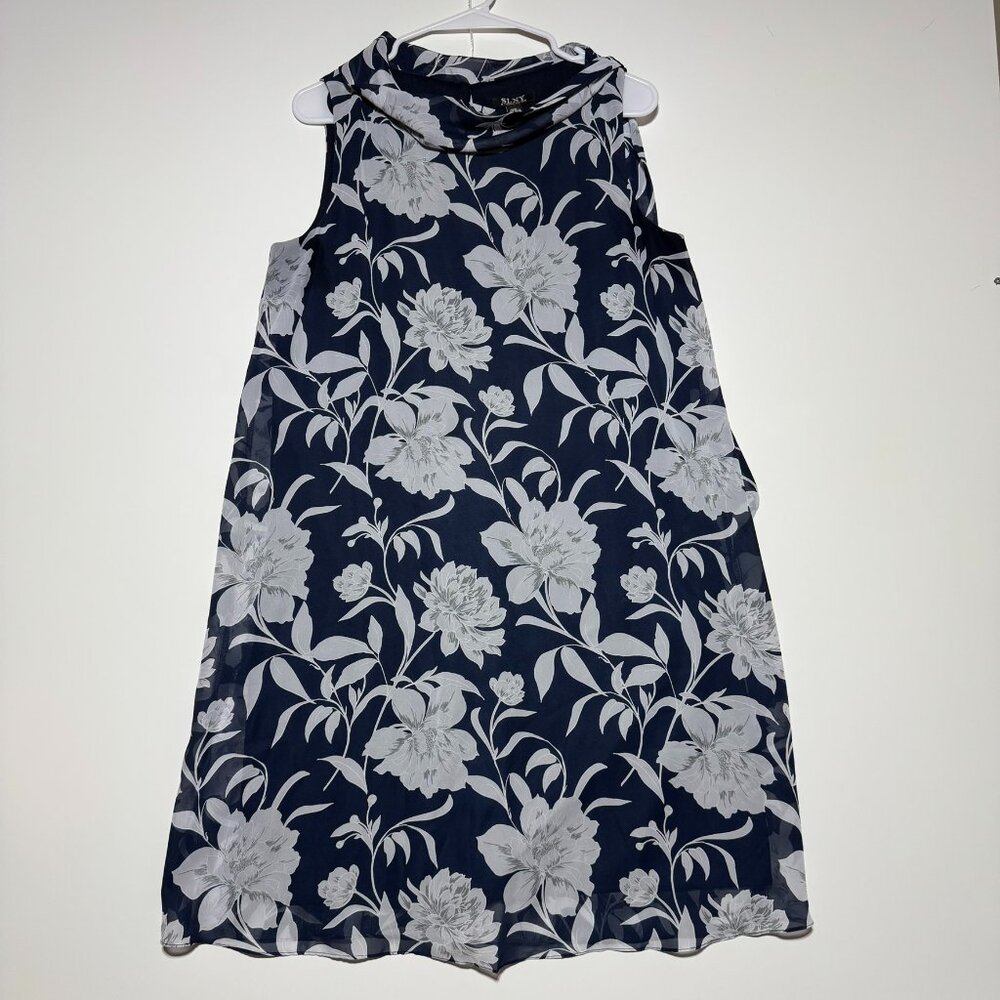 S.L. Fashions Women's Sleeveless Print Asymmetric Chiffon Overlay Dress Size 10